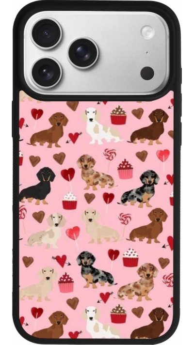 iPhone 17 Pro Max Case Hülle - Silikon schwarz Valentine 2024 puppy love
