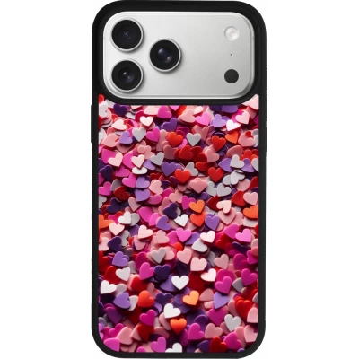 Coque iPhone 18 Pro Max / 17 Pro Max - Silicone rigide noir Valentine 2025 Confetti