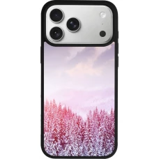 Coque iPhone 17 Pro Max - Silicone rigide noir Winter 22 Pink Forest