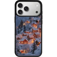 Coque iPhone 17 Pro Max - Silicone rigide noir Winter 25 Winter snowy village