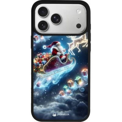 Coque iPhone 18 Pro Max / 17 Pro Max - Silicone rigide noir Noël 2023 Père Noël enchanté