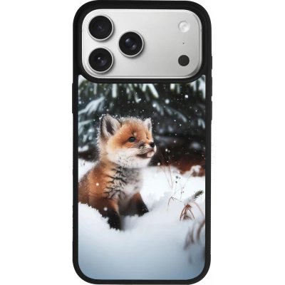 Coque iPhone 17 Pro Max - Silicone rigide noir Noël 2023 Renardeau sapin