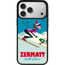 Coque iPhone 17 Pro Max - Silicone rigide noir Zermatt Ski Downhill