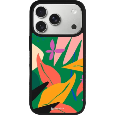 Coque iPhone 18 Pro / 17 Pro - Silicone rigide noir Abstract Jungle