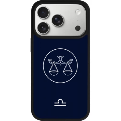 Coque iPhone 18 Pro / 17 Pro - Silicone rigide noir Astrologie Balance