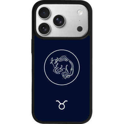 Coque iPhone 18 Pro / 17 Pro - Silicone rigide noir Astrologie Taureau