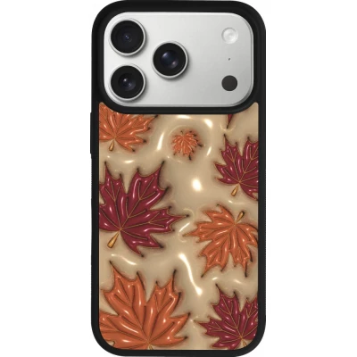 Coque iPhone 18 Pro / 17 Pro - Silicone rigide noir Autumn 26 3D leaves