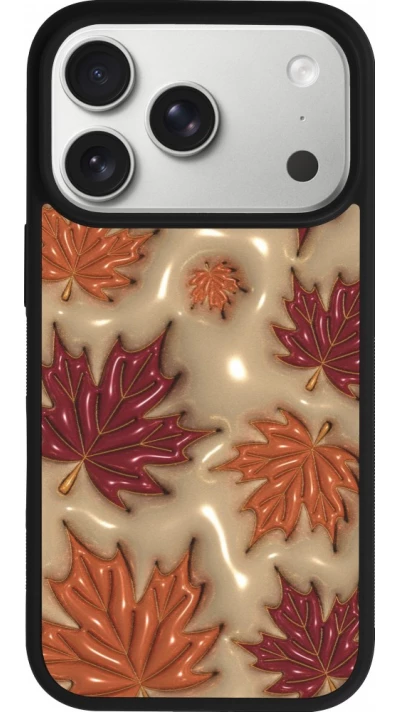 iPhone 17 Pro Case Hülle - Silikon schwarz Autumn 26 3D leaves