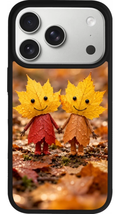 iPhone 17 Pro Case Hülle - Silikon schwarz Autumn 26 Couple of leaves