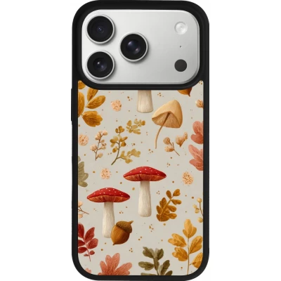 Coque iPhone 18 Pro / 17 Pro - Silicone rigide noir Autumn 26 Mushrooms and leaves