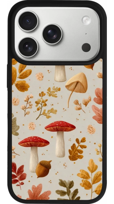 iPhone 17 Pro Case Hülle - Silikon schwarz Autumn 26 Mushrooms and leaves