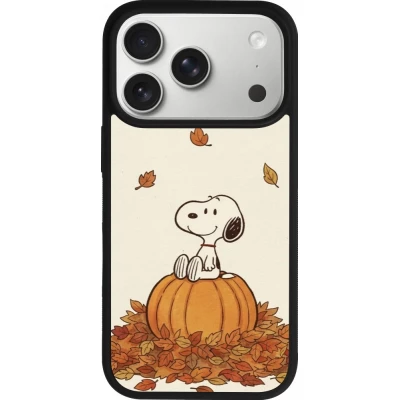 Coque iPhone 18 Pro / 17 Pro - Silicone rigide noir Autumn 26 Snoopy autumn