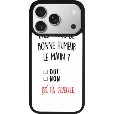 Coque iPhone 18 Pro / 17 Pro - Silicone rigide noir Bonne humeur matin