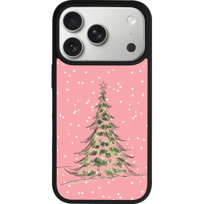Coque iPhone 18 Pro / 17 Pro - Silicone rigide noir Christmas 25 Pink Tree