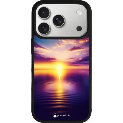 iPhone 17 Pro Case Hülle - Silikon schwarz Sonnenuntergang gelb violett