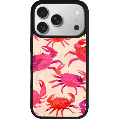 Coque iPhone 18 Pro / 17 Pro - Silicone rigide noir Crabs Paint