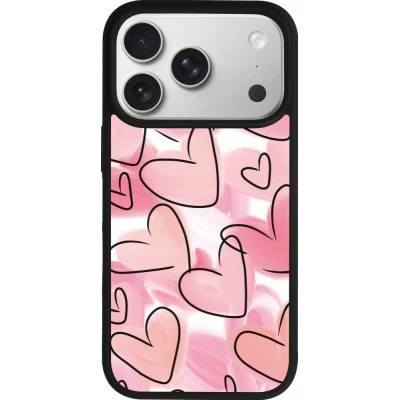 Coque iPhone 17 Pro - Silicone rigide noir Easter 2023 pink hearts