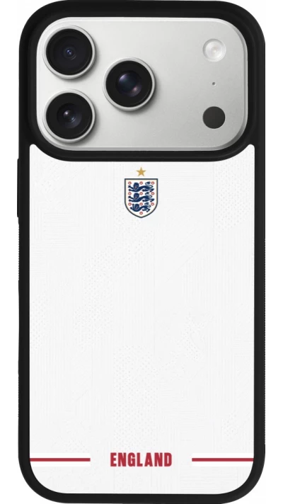 Coque iPhone 17 Pro - Silicone rigide noir Maillot de football Angleterre 2026 personnalisable