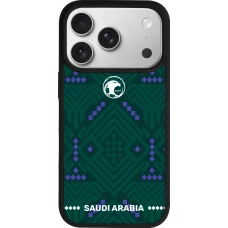 Coque iPhone 17 Pro - Silicone rigide noir Maillot de football Arabie saoudite 2026 personnalisable