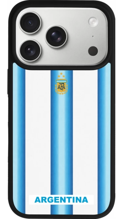 Coque iPhone 17 Pro - Silicone rigide noir Maillot de football Argentine 2026 personnalisable