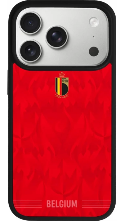 Coque iPhone 17 Pro - Silicone rigide noir Maillot de football Belgique 2026 personnalisable