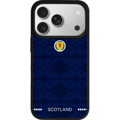 Coque iPhone 18 Pro / 17 Pro - Silicone rigide noir Maillot de football Ecosse 2026 personnalisable
