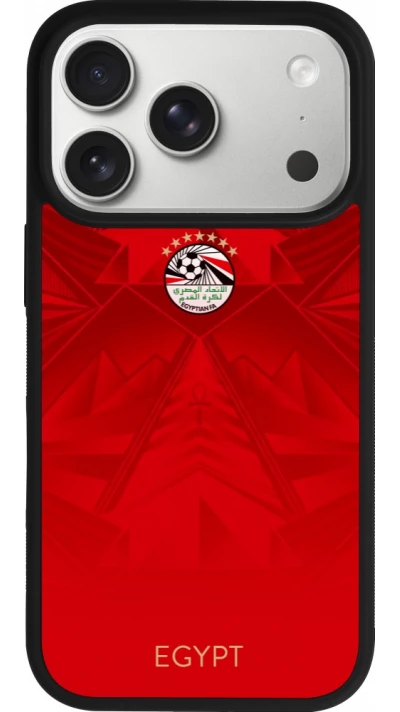 Coque iPhone 17 Pro - Silicone rigide noir Maillot de football Égypte 2026 personnalisable