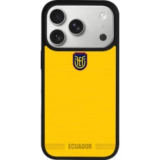 Coque iPhone 17 Pro - Silicone rigide noir Maillot de football Équateur 2026 personnalisable
