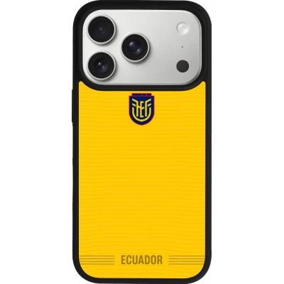 Coque iPhone 17 Pro - Silicone rigide noir Maillot de football Équateur 2026 personnalisable