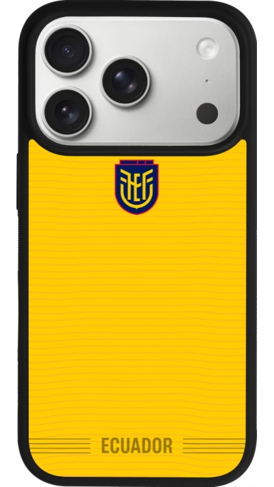 Coque iPhone 17 Pro - Silicone rigide noir Maillot de football Équateur 2026 personnalisable