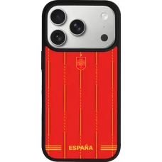 Coque iPhone 17 Pro - Silicone rigide noir Maillot de football Espagne 2026 personnalisable