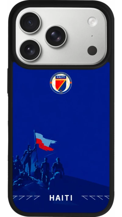 Coque iPhone 17 Pro - Silicone rigide noir Maillot de football Haiti 2026 personnalisable