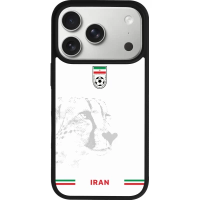 Coque iPhone 18 Pro / 17 Pro - Silicone rigide noir Maillot de football Iran 2026 personnalisable