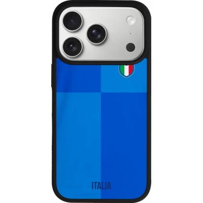 Coque iPhone 18 Pro / 17 Pro - Silicone rigide noir Maillot de football Italie 2022 personnalisable