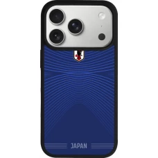 Coque iPhone 18 Pro / 17 Pro - Silicone rigide noir Maillot de football Japon 2026 personnalisable