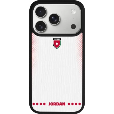 Coque iPhone 18 Pro / 17 Pro - Silicone rigide noir Maillot de football Jordanie 2026 personnalisable