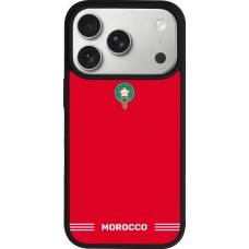 Coque iPhone 17 Pro - Silicone rigide noir Maillot de football Maroc 2026 personnalisable