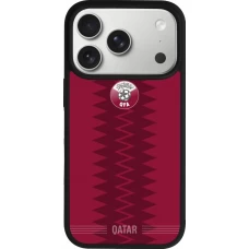 Coque iPhone 17 Pro - Silicone rigide noir Maillot de football Qatar 2026 personnalisable