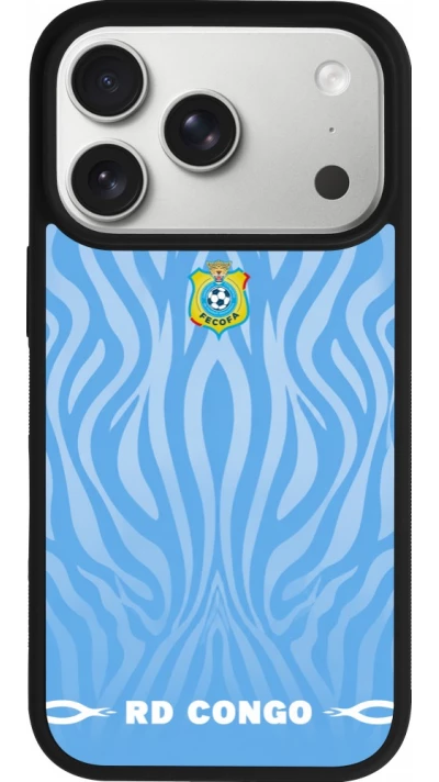 Coque iPhone 17 Pro - Silicone rigide noir Maillot de football RD Congo 2026 personnalisable