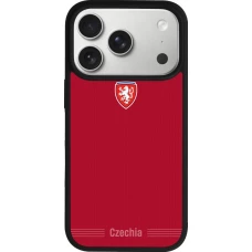 Coque iPhone 17 Pro - Silicone rigide noir Maillot de football Répuplique Tchèque 2026 personnalisable