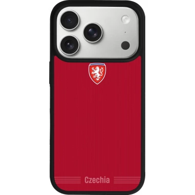 Coque iPhone 18 Pro / 17 Pro - Silicone rigide noir Maillot de football Répuplique Tchèque 2026 personnalisable