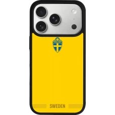 Coque iPhone 17 Pro - Silicone rigide noir Maillot de football Suède 2026 personnalisable
