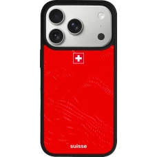 Coque iPhone 17 Pro - Silicone rigide noir Maillot de football Suisse 2026 personnalisable