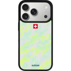 Coque iPhone 17 Pro - Silicone rigide noir Maillot de football Suisse Away 2026 personnalisable