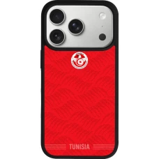 Coque iPhone 17 Pro - Silicone rigide noir Maillot de football Tunisie 2026 personnalisable