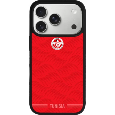 Coque iPhone 17 Pro - Silicone rigide noir Maillot de football Tunisie 2026 personnalisable