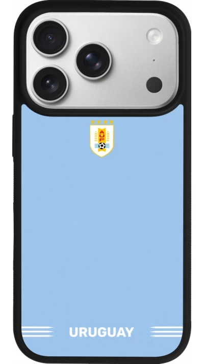 iPhone 17 Pro Case Hülle - Silikon schwarz Uruguay 2026 personalisierbares Fussballtrikot