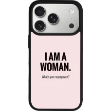 Coque iPhone 18 Pro / 17 Pro - Silicone rigide noir I am a woman