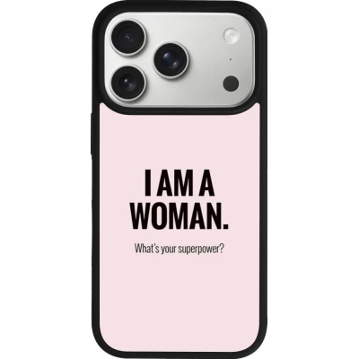 Coque iPhone 18 Pro / 17 Pro - Silicone rigide noir I am a woman