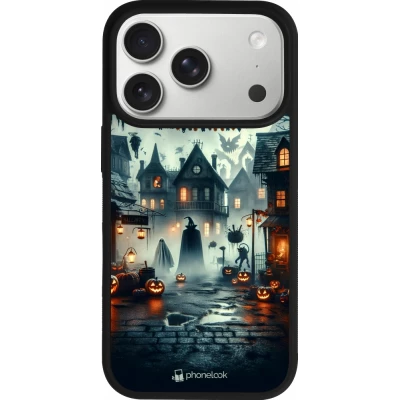 Coque iPhone 18 Pro / 17 Pro - Silicone rigide noir Halloween Spookville